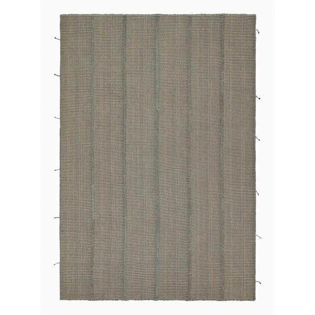 Gray 2010s Rug & Kilim’s Contemporary Kilim Rug in Gray and Blue Stripes With Brown Accents For Sale - Image 8 of 8
