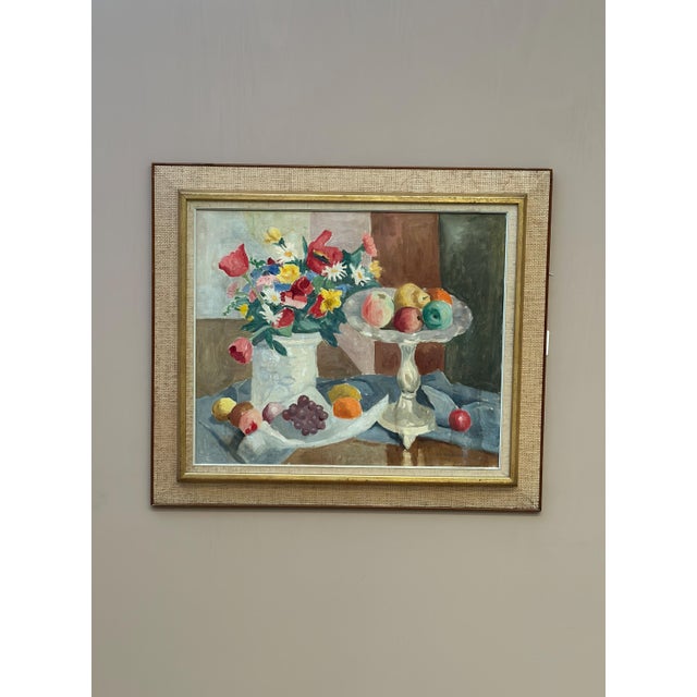 Ellis Wallin, Flowers and Fruit, 1968, Oil on Canvas, Framed For Sale - Image 4 of 16