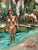 Island Girl, loosely painted sunbather walks the beach. Framed, signed and ready to hang. This work makes you feel the sun...