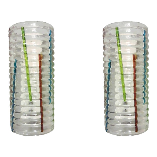 1960s Ribbed Murano Sconces, a Pair For Sale