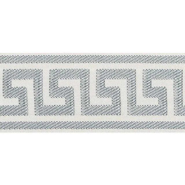 Mediterranean Sample - Schumacher Etienne Silk Greek Key Trim Wide in Cloud For Sale - Image 3 of 3