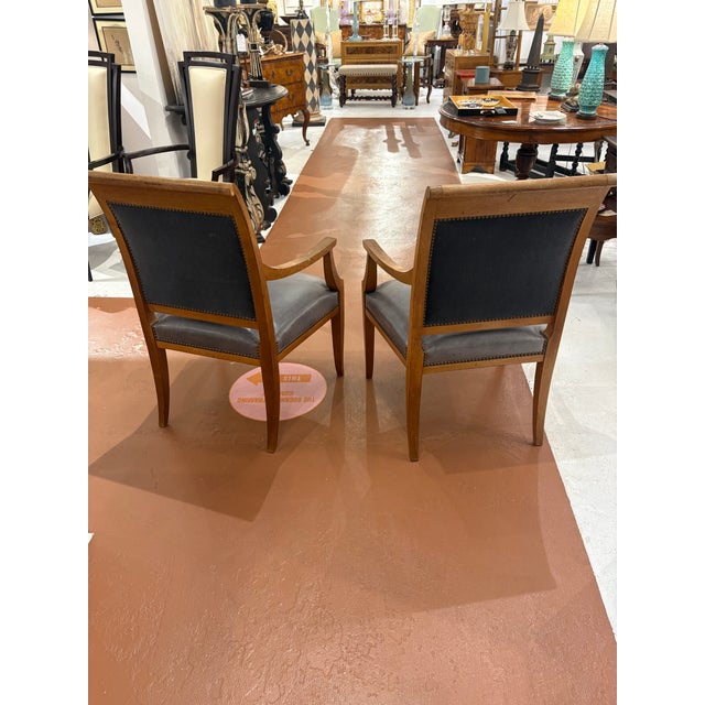 Late 19th Century Late 19th Century Pair of Biedermeier-Baltic Style Chairs in Natural Leather For Sale - Image 5 of 6