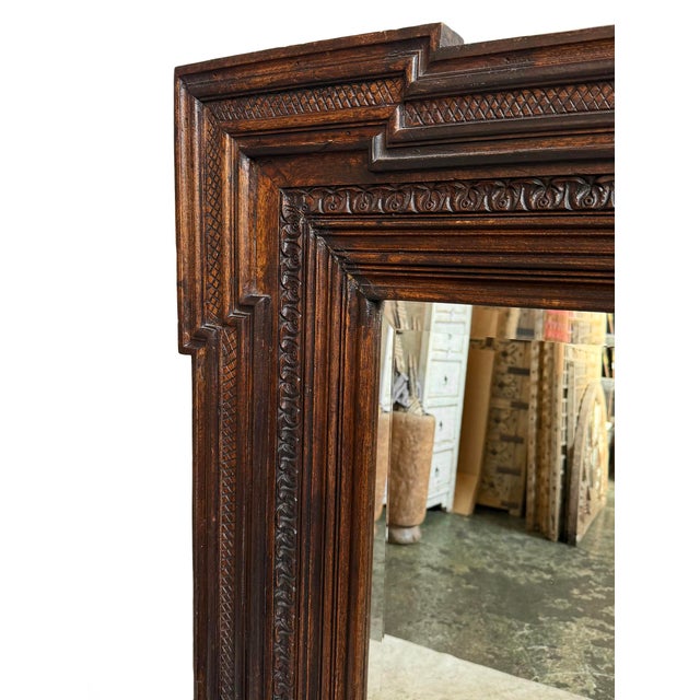 English Vintage Walnut Square Mirror For Sale - Image 3 of 5