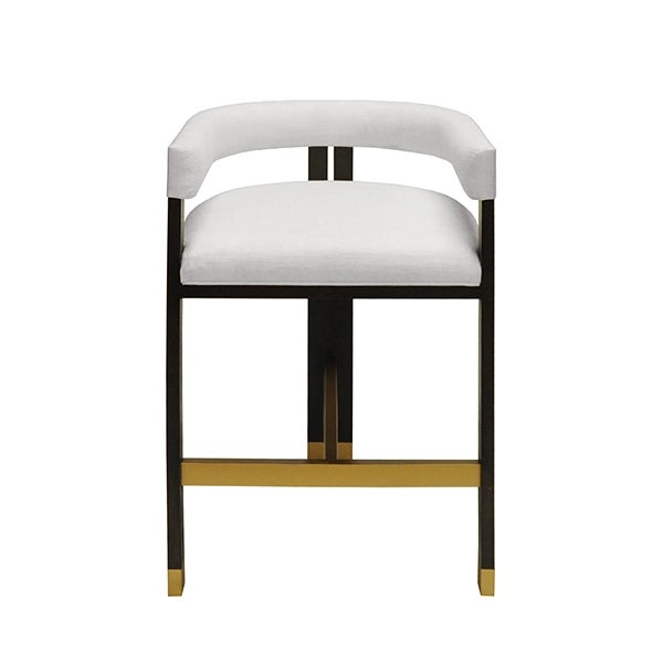 The Cruise Counter Stool - Set of 5 Perfectly tailored in crisp white linen upholstery, the barrel back Cruise counter...