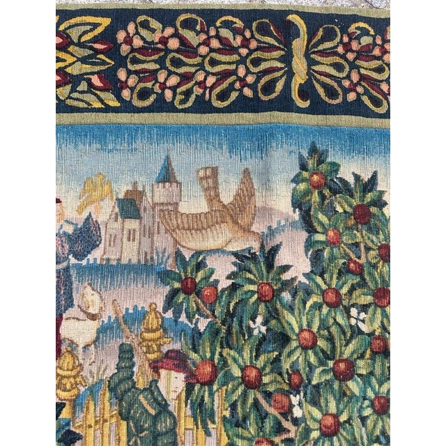 French Screen-Printed Silk Tapestry with Enchanted Park in the style of Aubusson, 1950s For Sale - Image 14 of 18