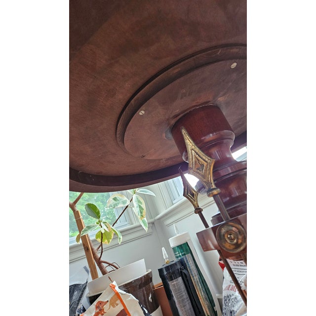 Early 20th Century Neoclassical Burl Wood Table With Metal Ornamentation For Sale - Image 12 of 12