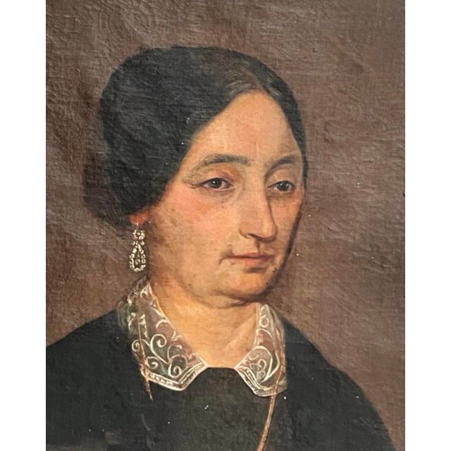 Mid 19th Century Anonimo, Female Portrait, Spain, 1850, Oil on Canvas For Sale - Image 5 of 11