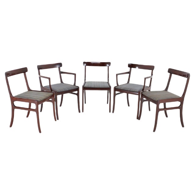 Rungstedlund Chairs in Mahogany by Ole Wanscher, 1950s, Denmark, Set of 5 For Sale