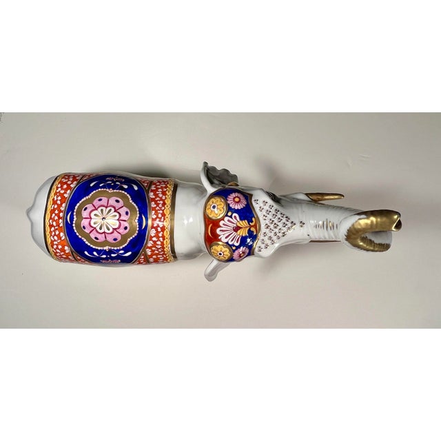 Ceramic Vintage Rudolf Kammer Volkstedt Germany Hand Painted Elephant Porcelain Figurine For Sale - Image 7 of 11