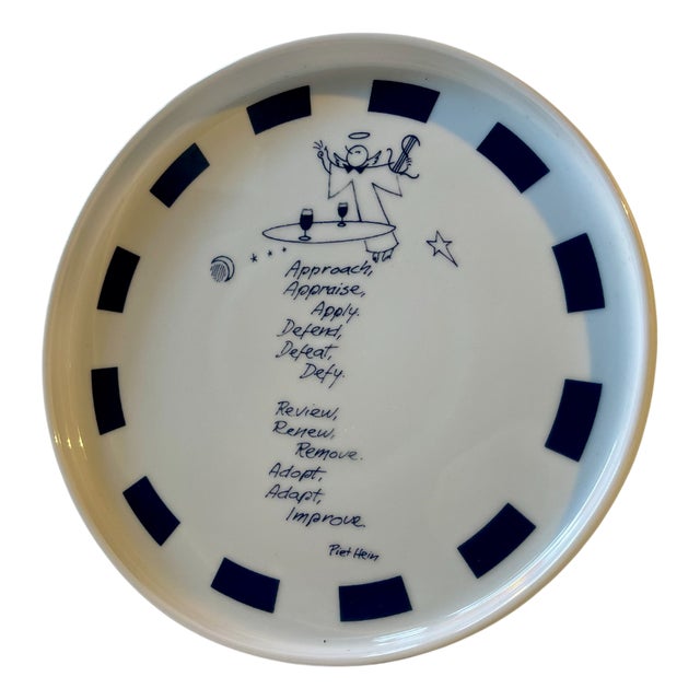 Piet Hein Quote Dish in White Porcelain, 1990s For Sale