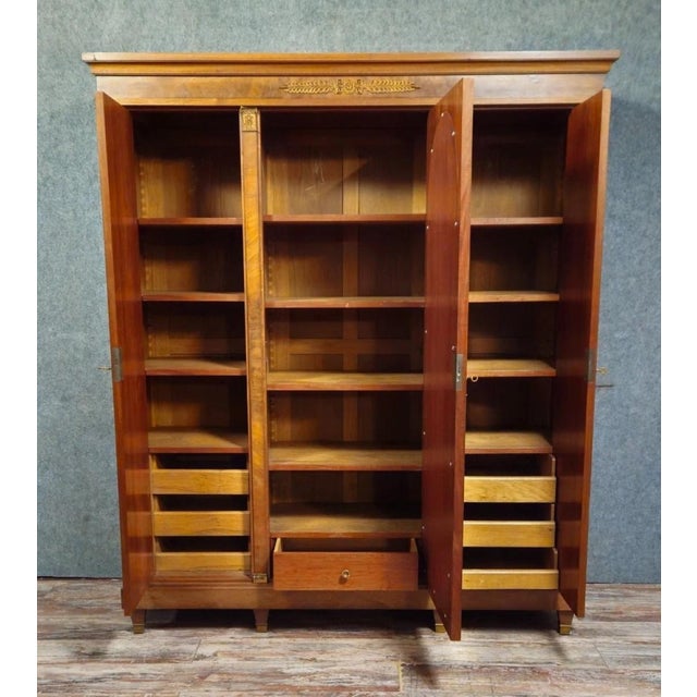 Large Antique Mahogany Wardrobe with Mirror, 1890s For Sale - Image 14 of 15