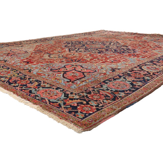 79584 Antique Persian Heriz Rug, 09'10 x 12'06. The Sovereign Garden: A Late 19th Century Persian Heriz Masterpiece of...