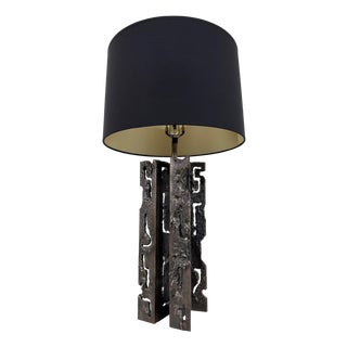 Mid 20th Century Brutalist Welded Steel Table Lamp in the Manner of Paul Evans For Sale
