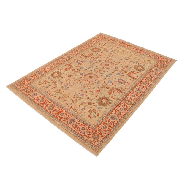 Transitional Bohemien Ziegler Tan Rust Hand-Knotted Wool Rug - 9'0'' X 11'9'' For Sale - Image 3 of 8