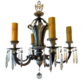 Early 20th Century Art Nouveau Regency Chandelier With Crystals For Sale