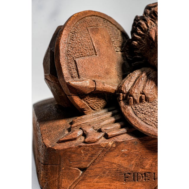 19th Century Bertel Thorvaldsen Lion of Lucerne Grand Tour Wood Sculpture Statue Hand Carved Swiss European Art Switzerland Home Decor For Sale - Image 4 of 17