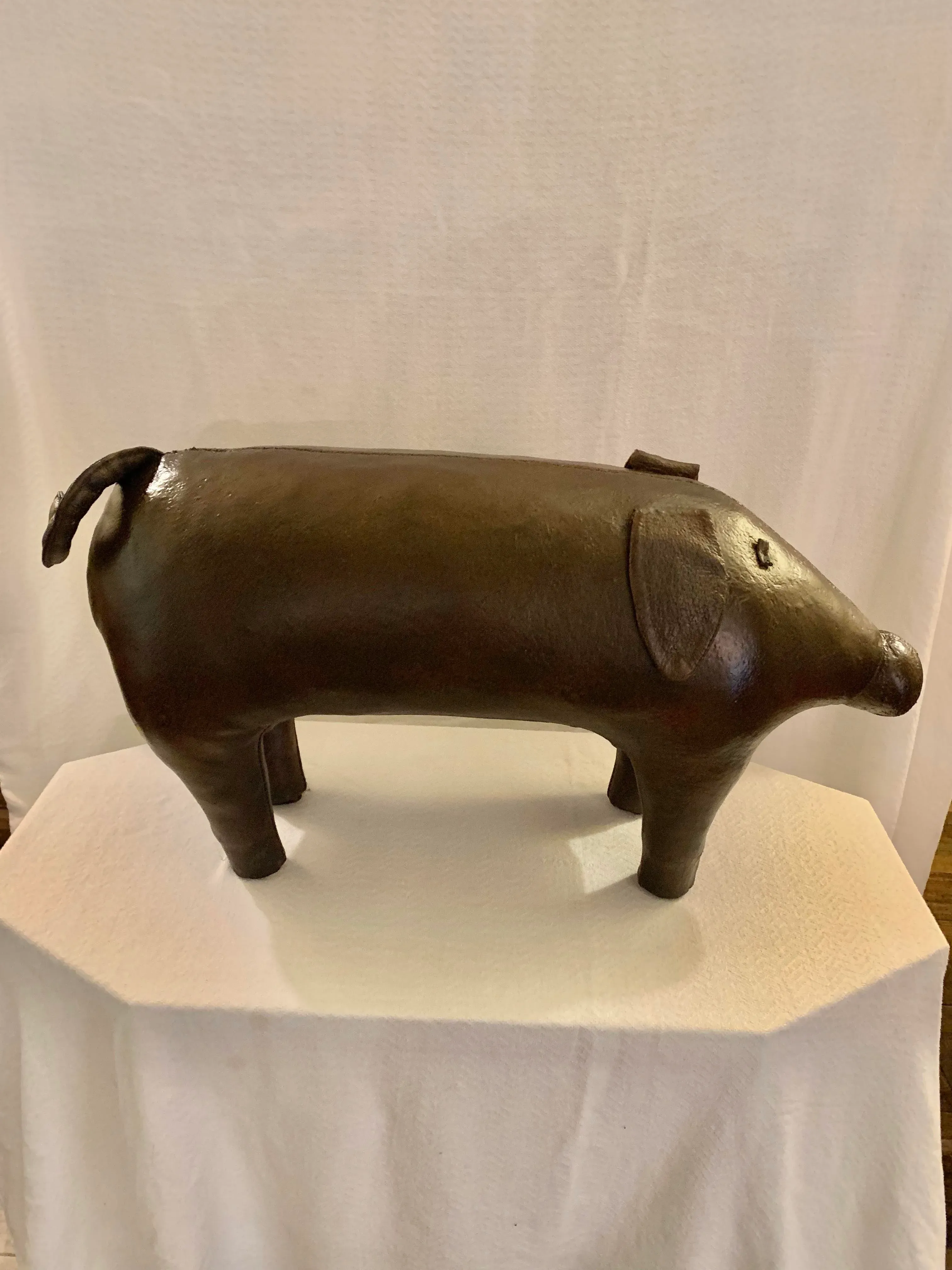 Mid 20th Century English Leather Dimitri Omersa Pig Footstool