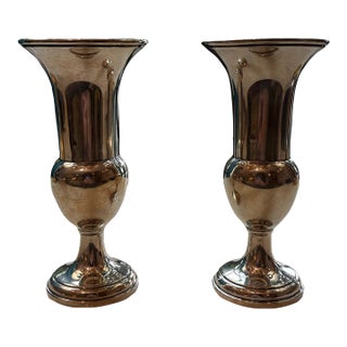 Mid 20th Century Pair of Sterling Silver Vases For Sale