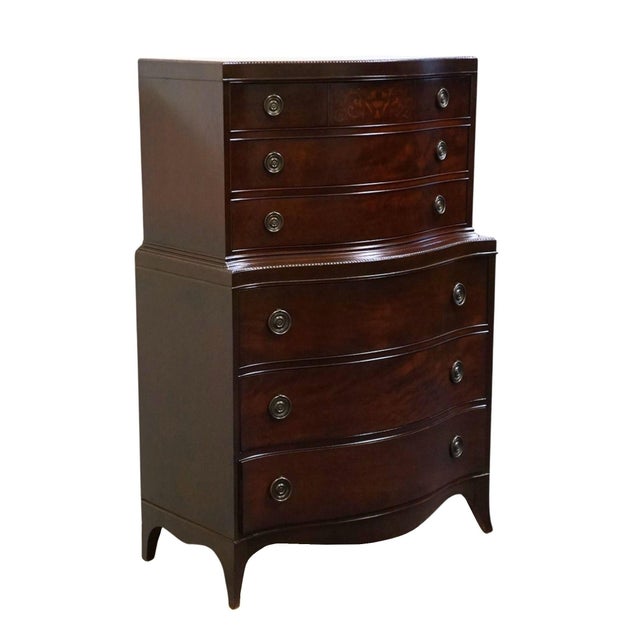 VINTAGE ANTIQUE Solid Mahogany Traditional Duncan Phyfe Style 37" Chest on Chest w. Urn and Vine Inlay 614 56.5" High 37"...