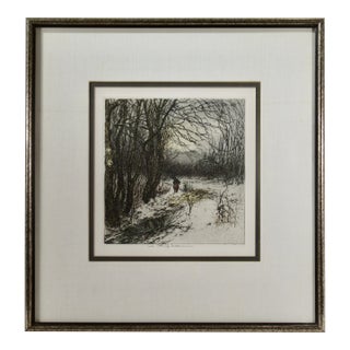 Luigi Kasimir Winter Landscape C. 1950 Original Print For Sale