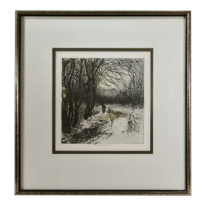 Luigi Kasimir Winter Landscape C. 1950 Original Print