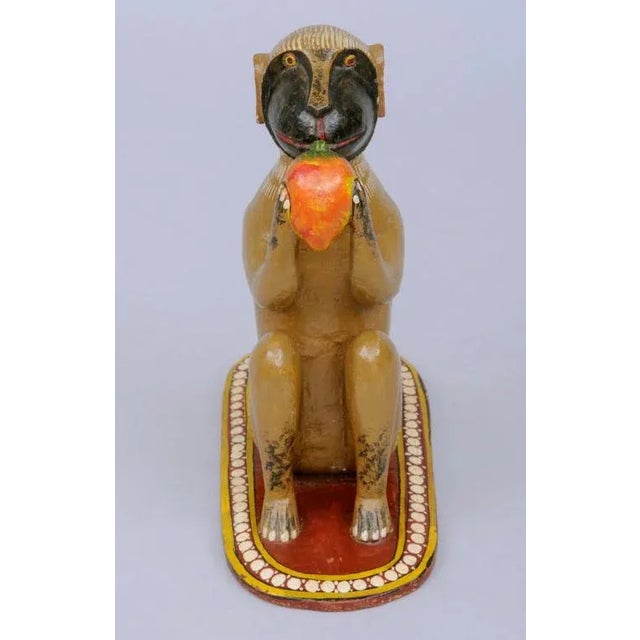 Folk Art Indian Polychromed Monkey For Sale - Image 3 of 7