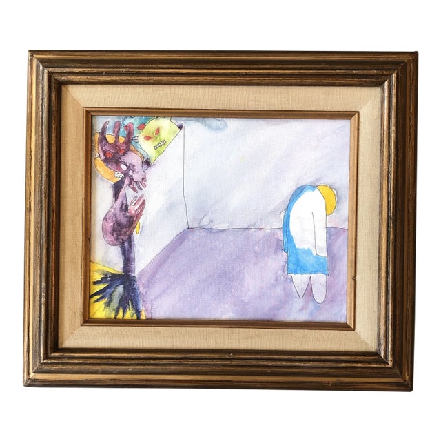 Vintage Modernist Abstract Painting 1970’s Vintage Frame For Sale