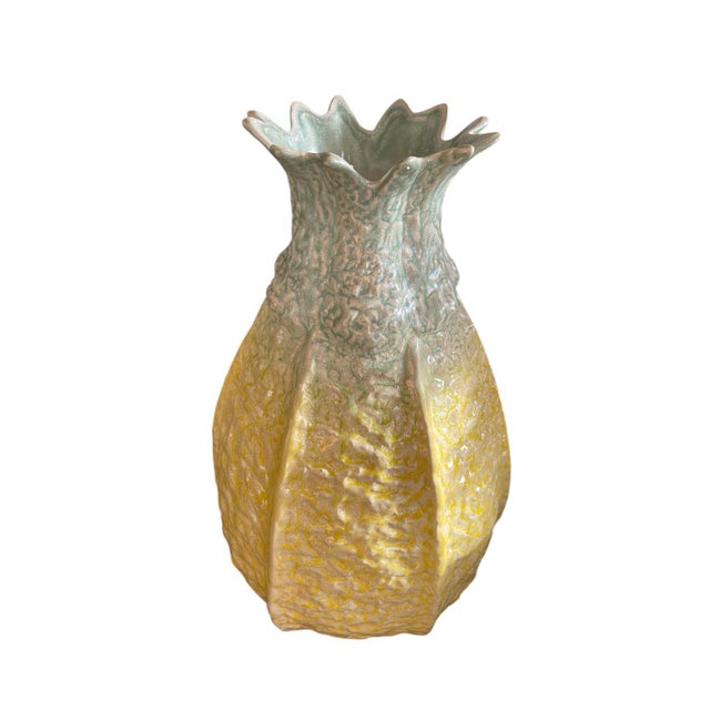 Pair of Vintage Italian Ceramic Pineapple Vases For Sale - Image 4 of 9