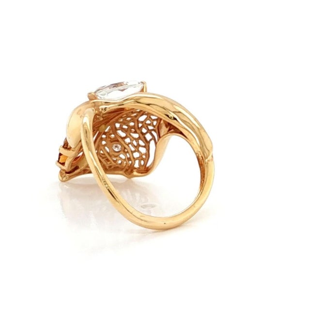 Mid 20th Century Mid 20th Century Anillo Carrera y Carrera Oro Rosa 18k Multicolor Piedras Preciosas y Diamantes Talla 6.5 For Sale - Image 5 of 9