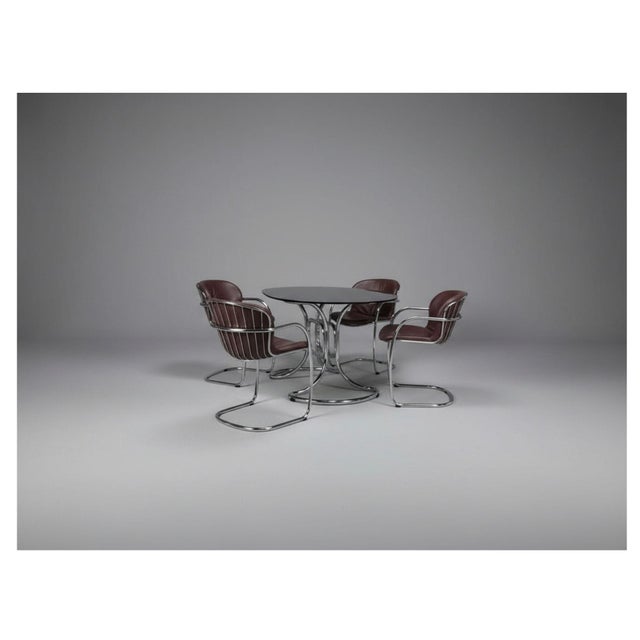 Gastone Rinaldi Dining Set in Chrome and Glass by Gastone Rinaldi for Rima, 1970s, Set of 5 For Sale - Image 4 of 10