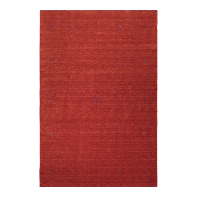 Modern Gabbeh Burnt Orange Wool Rug - 8'2''x9'10'' For Sale