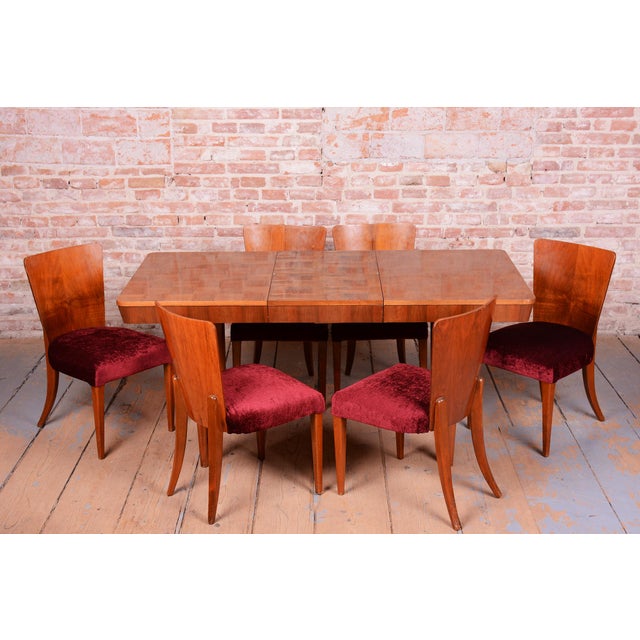 Brown Vintage Art Deco Chairs in Walnut by J. Halabala for Up Závody, 1940s, Set of 6 For Sale - Image 8 of 11