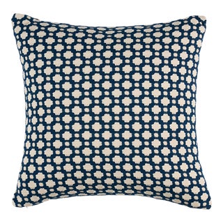 Schumacher x Celerie Kemble Betwixt 20" Pillow in Indigo/Ivory For Sale