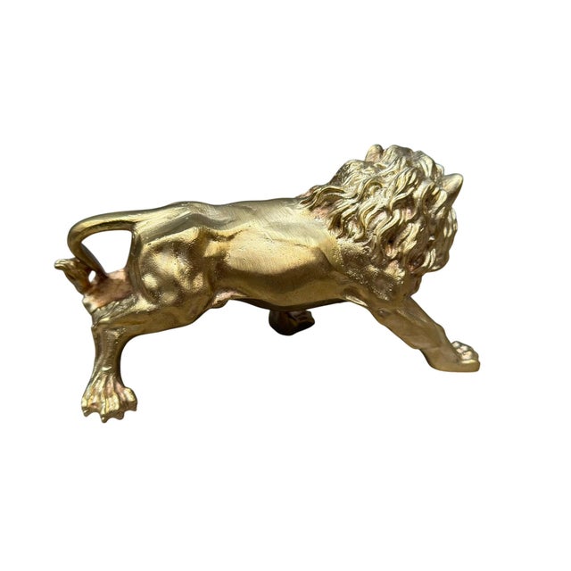 Solid Brass Roaring Lion Sculpture For Sale In Los Angeles - Image 6 of 9