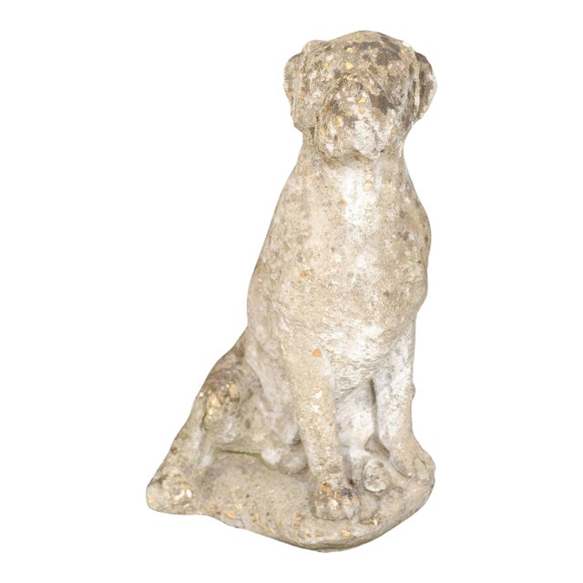 Vintage French Stone Sculpture of Dog in Sitting Position from the 1920s-1940s For Sale