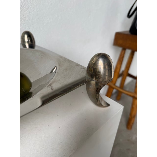 Vintage Silver-Plated Metal Fruit Bowl, 1970s For Sale - Image 11 of 18