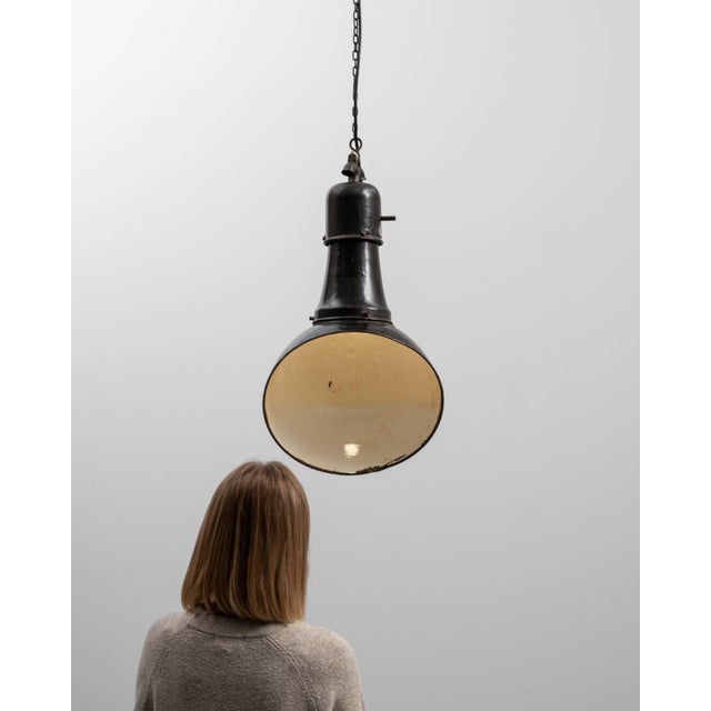 Early 20th Century 1930s Czech Metal Industrial Angular Pendant Lamp For Sale - Image 5 of 18