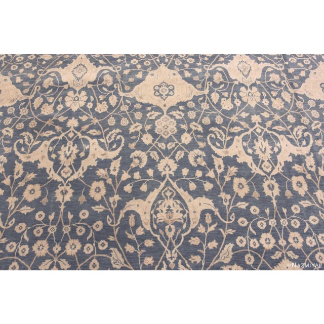 Blue Oversized Modern Oriental Traditional Indian Agra Rug For Sale In New York - Image 6 of 6
