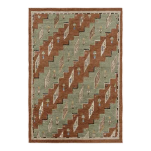 Rug & Kilim’s Scandinavian Style Rug in Green and Brown With Geometric Patterns