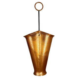 Brutalist Hollywood Regency Metal & Copper Umbrella Stand, Germany, 1970s For Sale