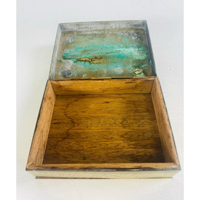 Metal Vintage Solid Brass and Jade Chinese Trinket Box For Sale - Image 7 of 9