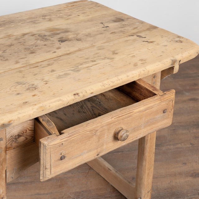 Brown 19th Century Rustic Pine Side Table With Single Drawer For Sale - Image 8 of 14
