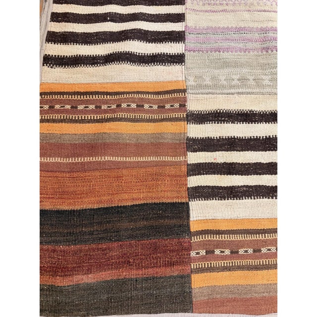 Textile 1930s Colorful Geometric Antique Turkish Village Kilim Flatweave Room Size Rug For Sale - Image 7 of 7