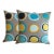 Mona Circles Pillows– Coastal Blue, Yellow & Orange Felt Appliqué on Linen- Set of 2 For Sale