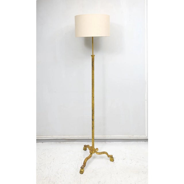 French Vintage Gilt Wrought Iron Floor Lamp For Sale - Image 9 of 9