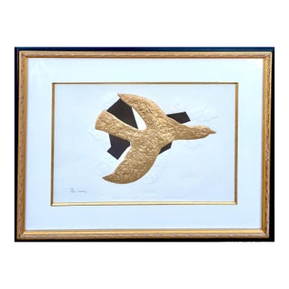 After Georges Braque, Rare 18 Karat Gold Leaf Embossed Etching After Georges Braque l'Oiseau d'Or For Sale