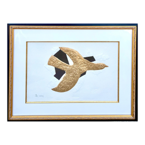 After Georges Braque, Rare 18 Karat Gold Leaf Embossed Etching After Georges Braque l'Oiseau d'Or