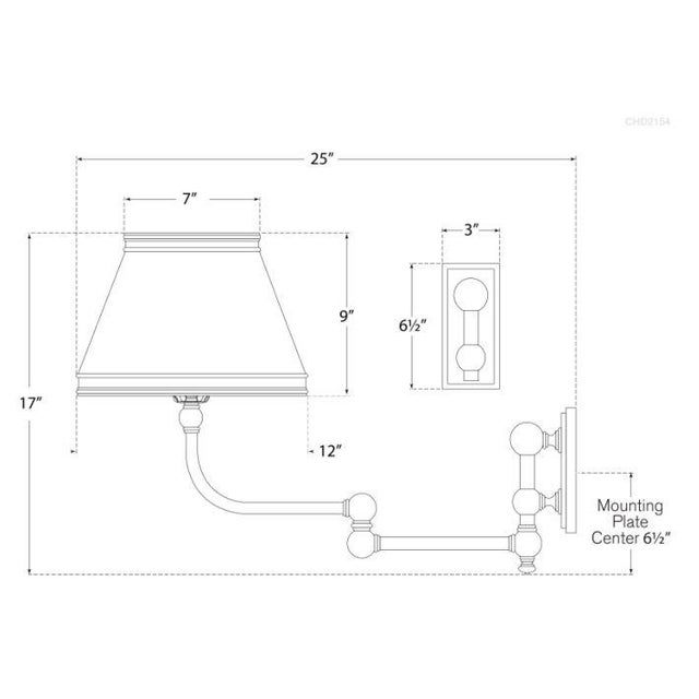 Traditional Chapman & Myers for Visual Comfort Signature Pimlico Swing Arm in Polished Nickel with Linen Collar Shade For Sale - Image 3 of 3