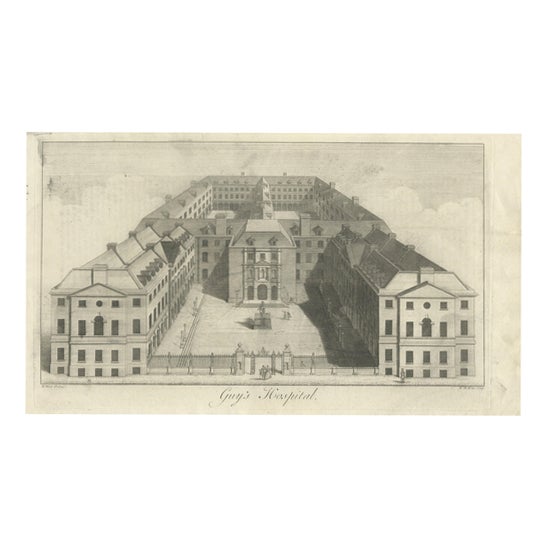 W.H. Toms, Guys Hospital London, Birds-Eye View, 1739, Print For Sale