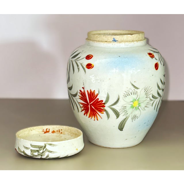 Mid Century Hand Painted Floral Lidded Jar For Sale - Image 14 of 14